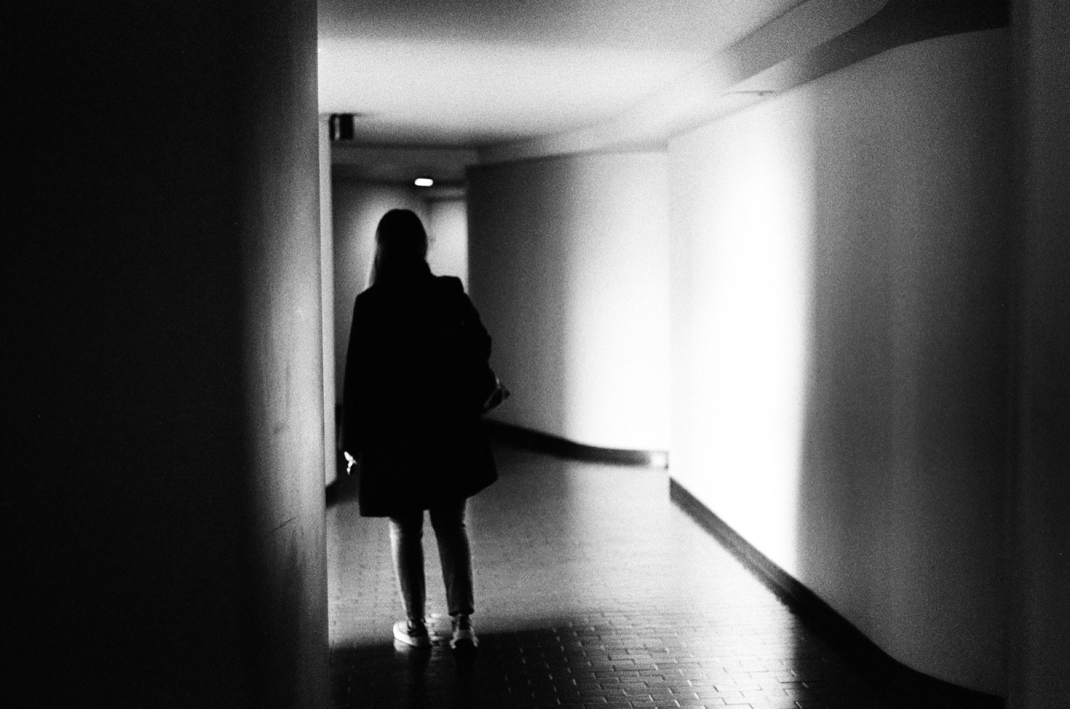 Silhouette in corridor